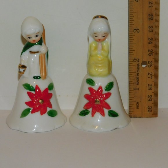 Treasure Masters Christmas Bells Fine Bone Chine Praying Angel & Shepard Boy - Picture 4 of 8